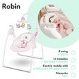 Balancelle bébé électrique Robin - LIONELO - 12 mélodies / 8 vitesses - Rose-2