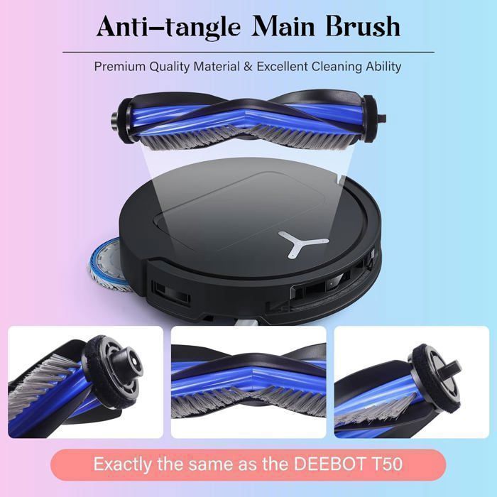 Kit Support Et Serpillères Pour ECOVACS Deebot T30C/T50/N30 - 1 Support + 2 Chiffons Microfibre Bleus