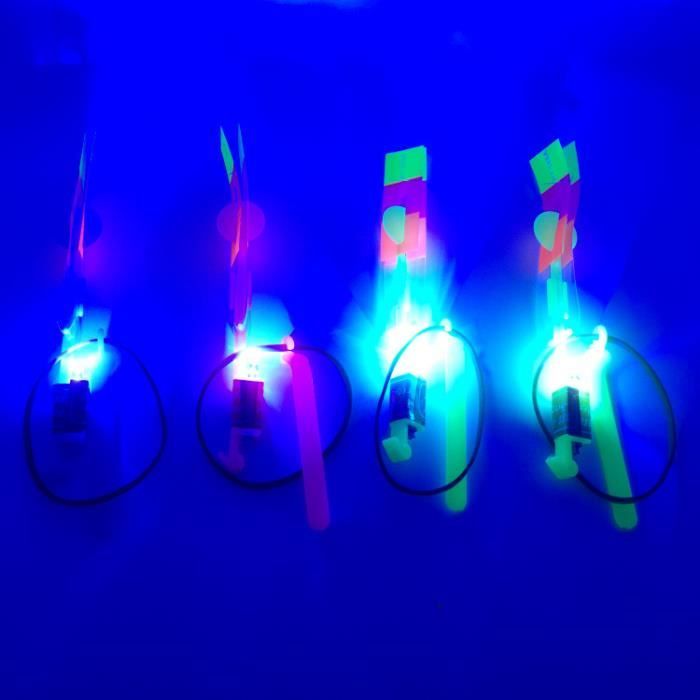 Jouets de fronde d'extérieur pour enfants, flash de fusée brillant, lumière  LED nocturne, fronde brillante, hélicoptère élastique, jouet rotatif, 10  pièces