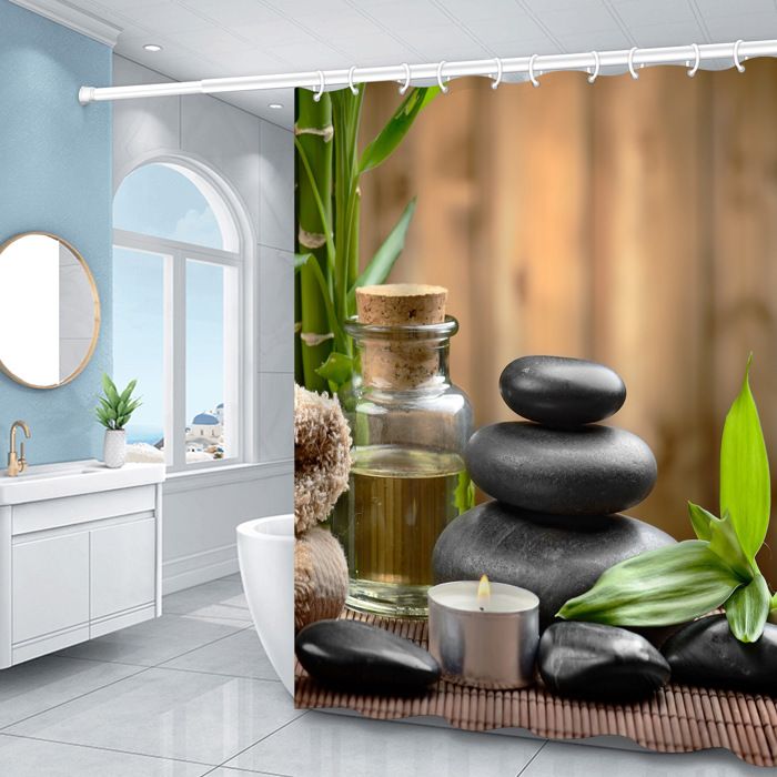 ZXMBF Rideau De Douche Rustique En Bois Avec Feuilles Vertes Sur Le Thème De La Vie à La Campagne, Planches Grunge, Porte De Maison De Grange, Tissu Imperméable, Décoration De Salle De