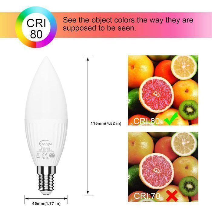 Spectrum Ampoule LED Intelligente 5 W = 35 W E14 Mat Blanc Chaud à Blanc Lumière Du Jour 2700 K-6500 K Tuya Wi-fi à Intensité Variable