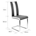 Lot de 2 Chaise noir-blanc salle à manger salon Dossier ergonomique 50cm Rembourrage épais Hauteur d'assise 48.5 cm En simili-3