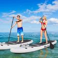 Planche de Surf Gonflable GOPLUS - Stand Up Paddle avec Sac à Dos, Pompe et Pagaie Réglable - Bande gris-3