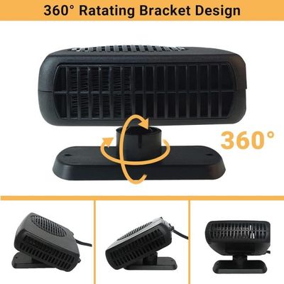 Chauffage Voiture 12V 200W 2-en-1 - Chauffage Rapide 5s + Ventilation - Rotation 360° - Dégivrage Pare-brise