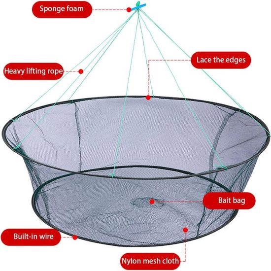 Filet de pêche Renforcement de la crevette de pêche automatique Cage de Filet de pêche Renforcement de la crevette de pêche automatique Cage de