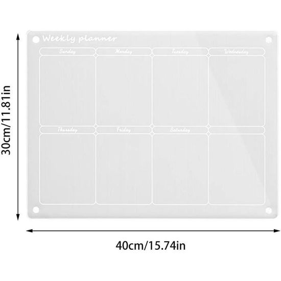 2 Set Acrylique Planning Semaine Magnetique, Transparent Tableau Aimanté  pour Frigo, Planning Mensuel Magnétique Effaçable[S174] - Cdiscount Maison