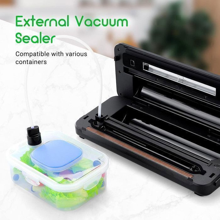 VOYOR Machine sous vide alimentaire portable kit rechargeable et sans fil mini machine sous vide avec 3 récipients sous vide réutilisables (1 machine + 3 conteneurs