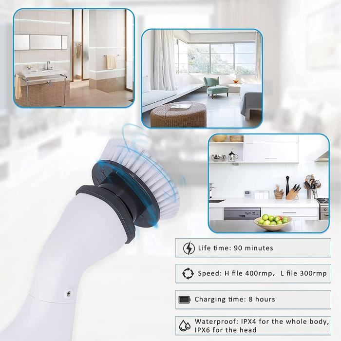 Acheter Brosse de nettoyage électrique portative 5 en 1, chargement USB,  pour baignoire, évier, sol, brosse de lavage rotative multifonctionnelle,  outils de nettoyage de cuisine et de salle de bains