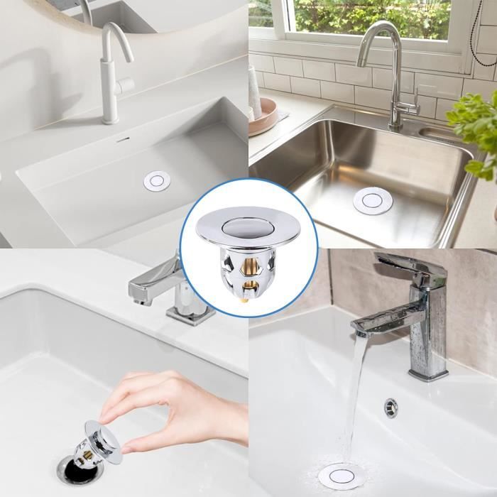 Lot De 4 Bouchons De Lavabo Pop-up Universels De 34 à 40 Mm - Avec