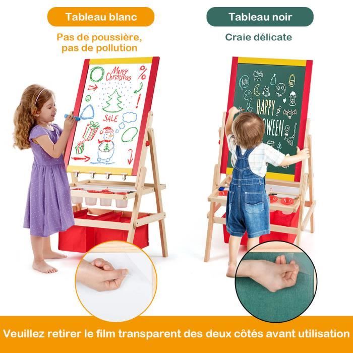 Chevalet pour enfants avec rouleau de papier, tableau noir magnétique