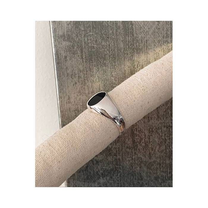 Bague 'toi Et Moi' En Argent Massif Avec Onyx Et Zirconium - Taille 54, Occasion