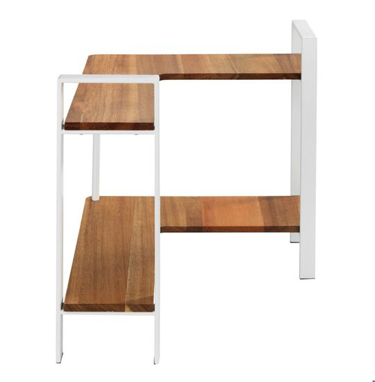 Étagère De Cuisine WENKO Louisa - Bois D'Acacia, Métal Blanc - 32x33x11cm - Rangement Épices