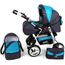 poussette bébé 3 roues combiné 2en1