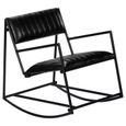 Chaise à bascule Style Scandinave Fauteuil à bascule Noir Cuir véritable Parfait 868518-0