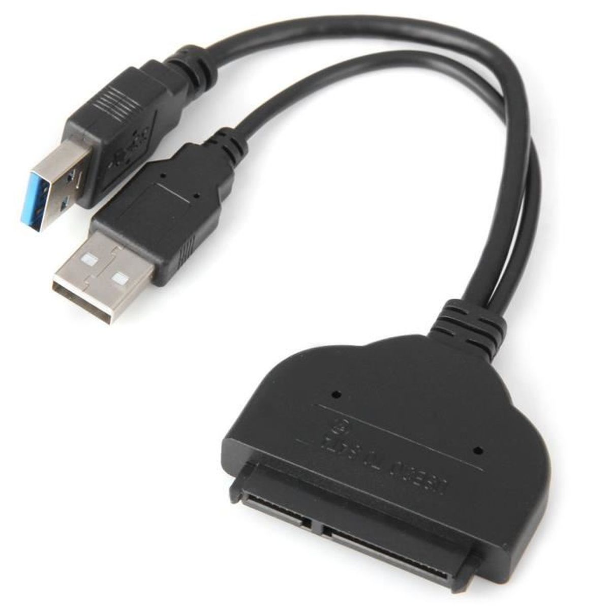 Câble SATA USB 3.0 avec adaptateur USB 3.0 22 broches jusqu'à 6 Gbit/s pour disque dur SSD 2,5 22 broches avec éclairage LED 