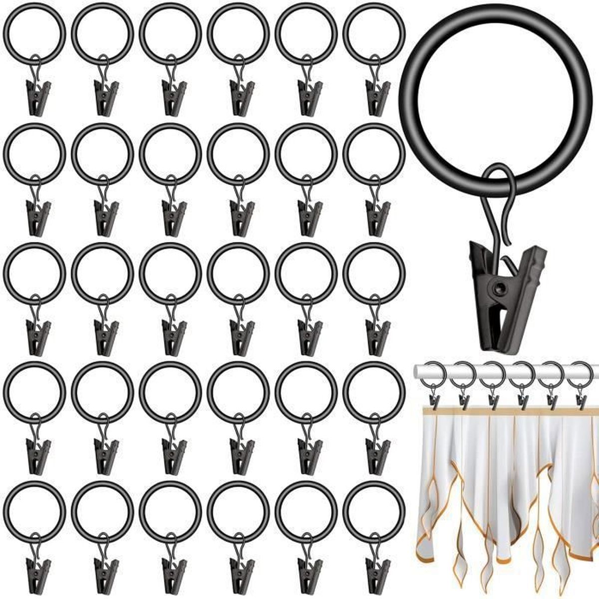 DOLASO 50 Pièces Pinces à Rideaux en Métal, Argent Clips en Acier DOLASO 50 Pièces Pinces à Rideaux en Métal, Argent Clips en Acier