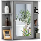 COSTWAY Meuble Mural Salle de Bain Armoire avec Miroir Rangement de Toilette avec Porte et 6 Etagères 65 x 16,5 x 63 CM Gris