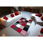 Tapis salon MODERNE DESIGN carrés noir rouge blanc DEBONSOL - 200x290cm