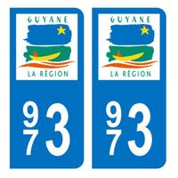 Autocollant Stickers plaque d'immatriculation voiture auto 973 Guyane DROM