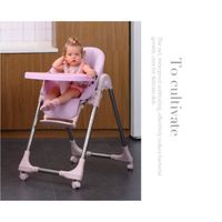 TOP Chaise Haute Enfant Pliable 4 Roues Régable Hauteur ROSE