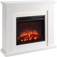 CrownFlame cheminée électrique de sol Hektor | Avec effet de flammes 3D| Chauffage 2000W| Avec télécommande & thermostat| Blanc