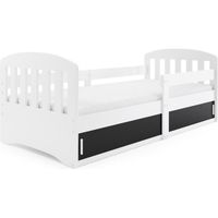 Lit enfant CLASSIC 80x160 avec sommier à lattes et coffre sous le lit (blanc)