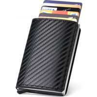 Porte Carte Crédit - RFID - Carbon Fiber - Automatique Pop-up - Noir