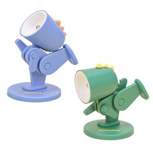 VEILLEUSE BÉBÉ Lot de 2 Mini veilleuse de dessin animé en dinosaures mignon, ANNEFLY lampe de bureau à LED lampe d'étude pliable,Bleu+Vert