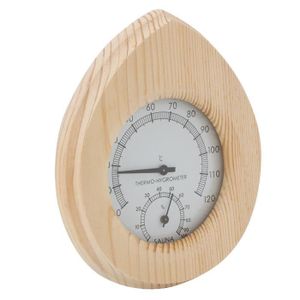 MESURE THERMIQUE Thermo-hygromètre, en forme de goutte Thermo-hygromètre en bois 2-en-1 Thermomètre Hygromètre Hammam Accessoires pour sauna