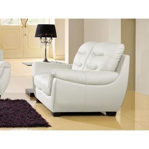 Canape 2 Places En Cuir Blanc Coral Achat Vente Canape Sofa