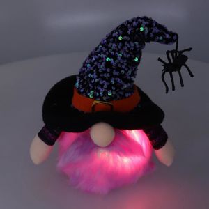 POUPÉE VINGVO poupée sans visage avec lumière Décorations d'Halloween Ornements nains illuminés Poupée sans visage rougeoyante