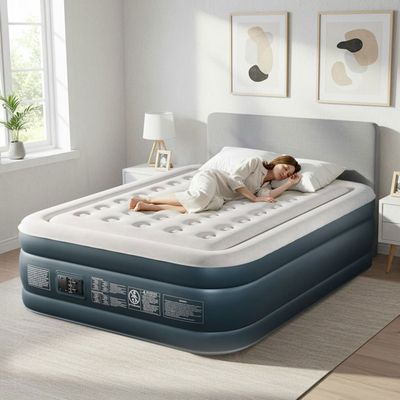 Tapis De Plage Gonflable 178 X 76 Cm Avec Oreiller – Matelas Floqué PVC Pour Plage, Piscine, Camping – Charge 200 Kg