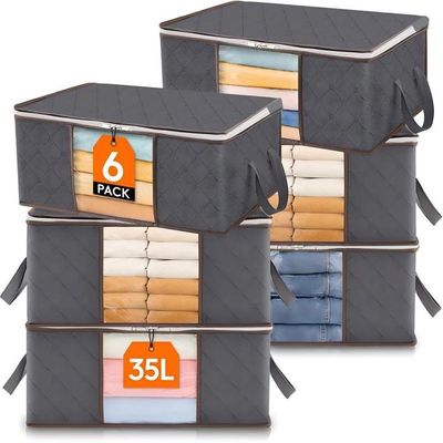 Navaris Lot De 2 Housses De Rangement Sous Lit – 91 X 54 X 13,5 Cm – 66 L – Couvercle Transparent & Séparation Amovible – Parfait Pour Couettes, Vêtements, Chaussures