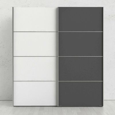 Garde-robe 2 Portes Anela Dmora, en Bois Patiné Blanc 64x201,5h cm