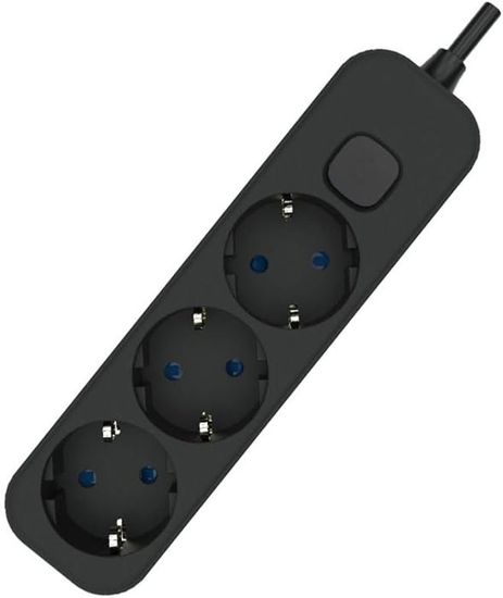 Bloc 2 Prises Schuko Avec Interrupteur, 3 M, 3G, 1,5 Mm², Noir, Base 2