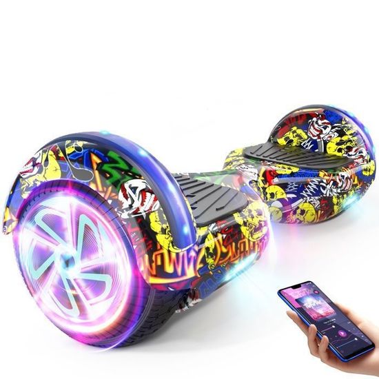 Hoverboard 6,5 noir avec Hoverkart, Batterie 18V/2.6Ah, Vitesse Max 8km/h, Éclairage LED, Bluetooth, Noir - Sport Hoverboard 6,5 noir avec Hoverkart, Batterie 18V/2.6Ah, Vitesse Max 8km/h, Éclairage LED, Bluetooth, Noir - Sport