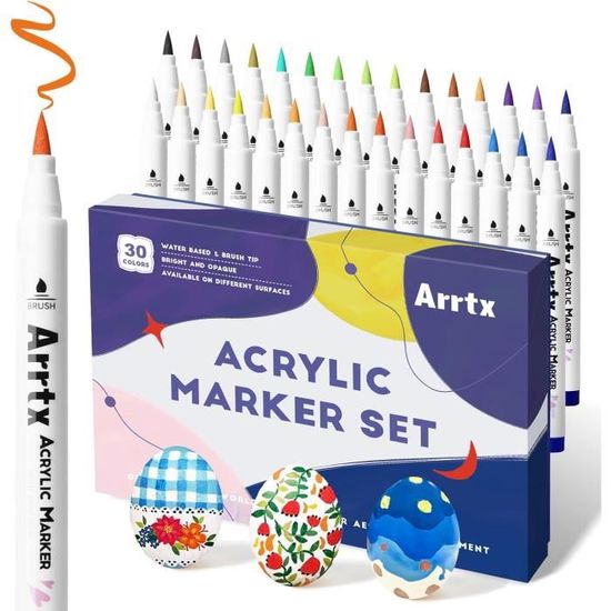 Lot De 24 Stylos Métalliques Ohuhu - Double Pointe (Brosse Et Fine) - Pour Papier Noir, Verre, Pierre - Non Toxique