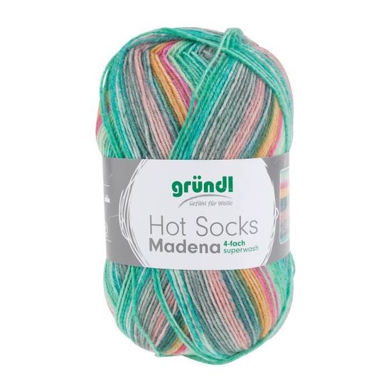 Lana Gründl Hot Socks Madena – 4 Capi, 75% Lana Vergine Superwash, Made In Italy, Colore Mix Di Noci, 100g/420m