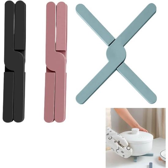 Lot de 4 dessous de plat en silicone résistant à la chaleur, pliable, protection thermique