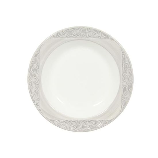 Lot De 2 Assiettes Creuses Pétale Amadeus - Faïence Grise 23x23 Cm - Neuves