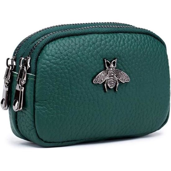 Mini Portefeuille Zip Porte-monnaie Mini En Cuir Véritable