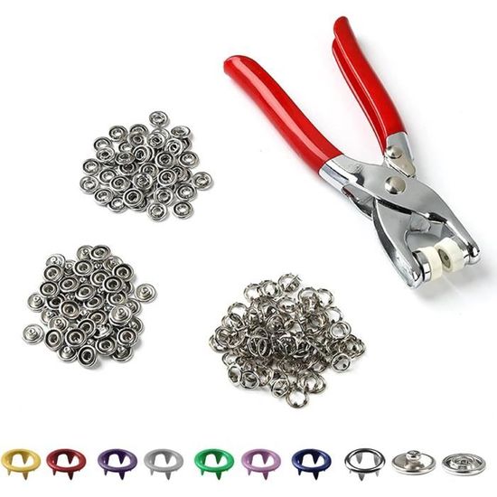 HARFINGTON Lot De 200 Boutons Pression En Métal Creux Et