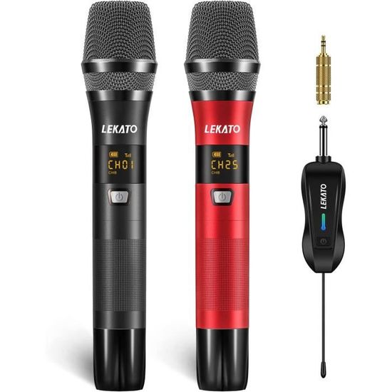 LEKATO Microphone de Chant sans Fil avec 25 canaux Ensemble de Micro de karaoké Portable
