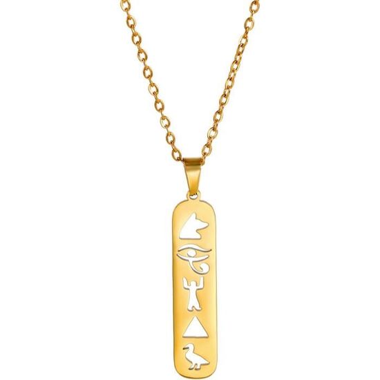 Horus Collier Pendentif Rond en Acier Inoxydable Égypte Ancienne