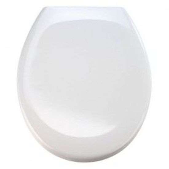 WENKO Abattant WC Ikaria Premium Avec Frein De Chute - Duroplast Antibactérien Blanc Mat, Fixation INOX