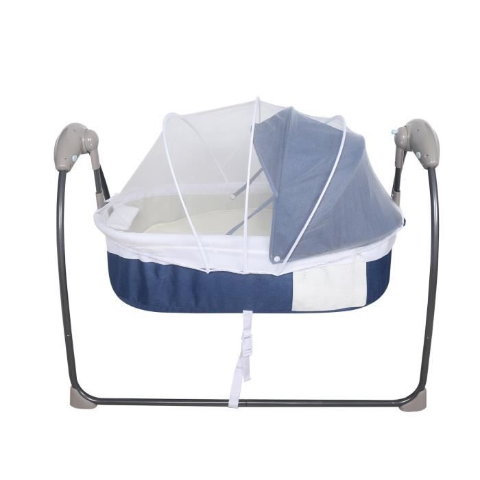 Transat électrique 5 vitesses balançoire pour bébé berceau transat jusqu'à 18 kg bleu