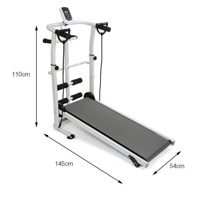 WSdwqaa% Gris!!! TAPIS DE COURSE PAS ELECTRIQUE - Pliable - Avec taille torsadée, cordon de serrage, écran LED