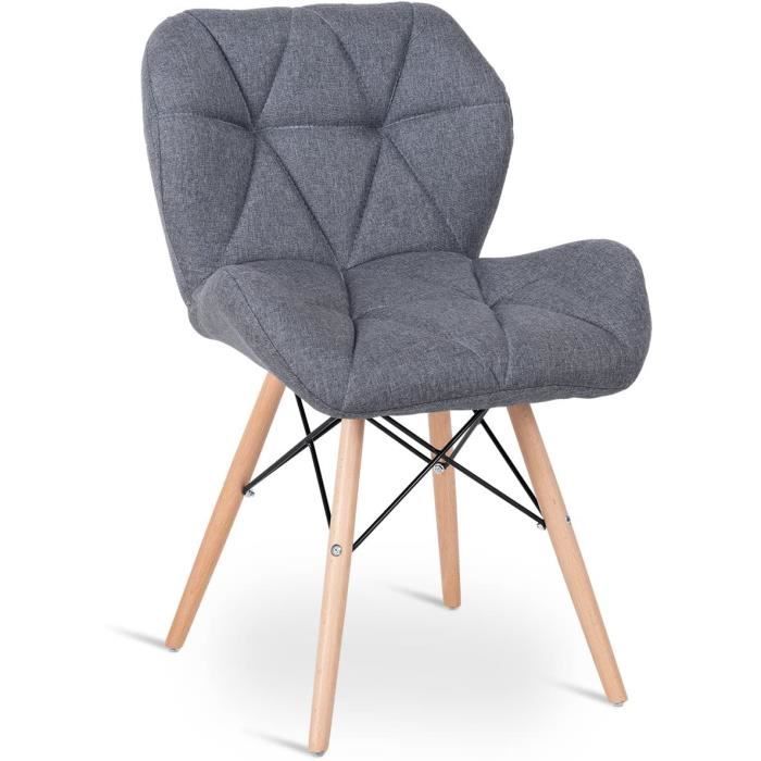 DREAMADE Lot de 2 Chaises Scandinaves Eames avec Pieds en Bois de Hêtre pour Salle à Manger,Salon,Bureau,Balcon,Chambre (Noir)