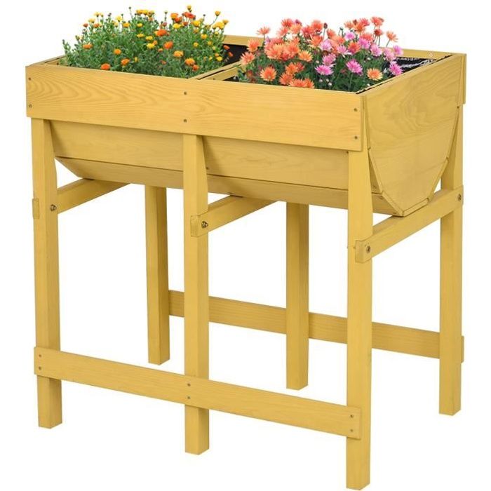 Jardinière sur Pied en Bois Potager de Surélevée 70x44.5x72CM Bac