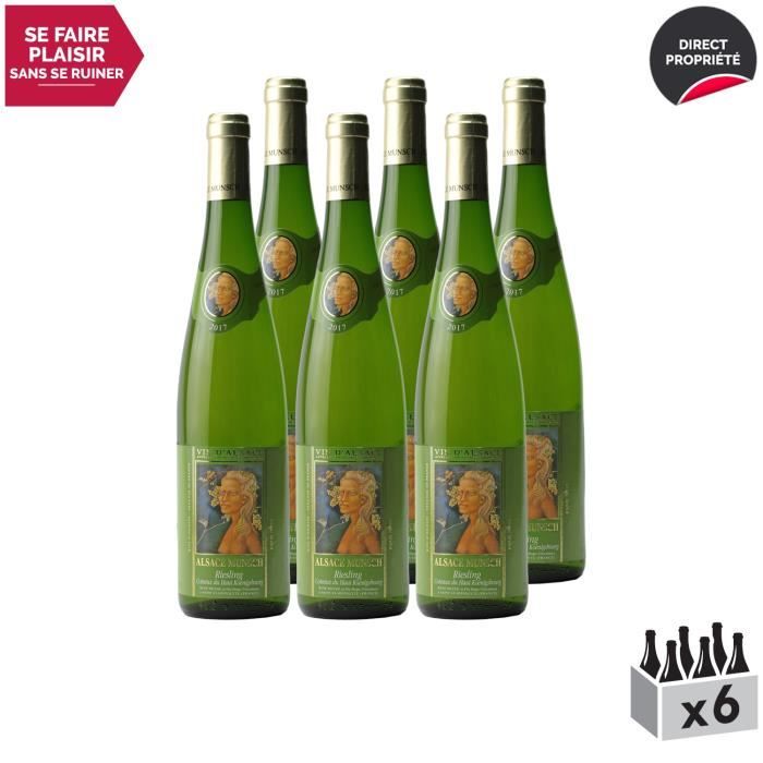Alsace Riesling Côteaux du Haut Koenigsbourg Blanc 2017 - Lot de 6x75cl - Alsace Munsch - Vin AOC Blanc d' Alsace - Cépage Riesling